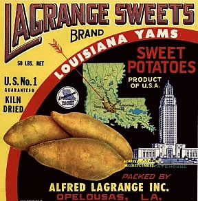 fruit crate label louisiana  yams